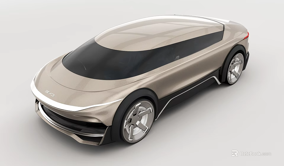 Futuristic Concept Car with Sleek Silver Body Design Large Wheels and Aerodynamic Lines 3d model 