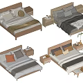 Modern Double Bed Designs Featuring Bedside Tables Pillows And Bedding 3d model