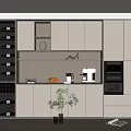 Modern Kitchen Interior Featuring Elegant Wine Cabinet With Built In Cabinets And Lighting