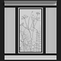 Decorative Wall Panel With Intricate Plant Relief And Vertical Stripe Accents