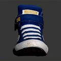 Blue High Top Sneakers With White Laces And Star Logo Design