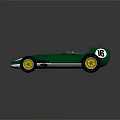 Vintage Green Single Seat Racing Car With Number 16 And Yellow Wheels