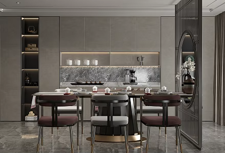 New Chinese Restaurant Dining Table Chair 3d model