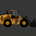 Yellow Heavy Duty Loader With Cab Large Front Bucket And Black Tires