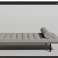 Modern Tufted Footstool With Rolled Cushion And Metal Legs In Dark And Light Tones