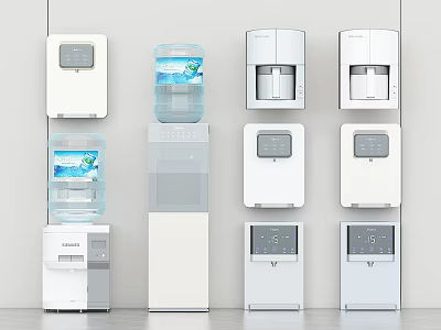 Various White Water Dispensers With Wall Mounted And Standing Styles For Home Use 3d model