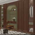 Luxury Wooden Wardrobe with Glass Doors and Built in Storage Compartments