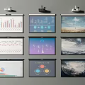 Modern projector projector projector screen combination 3d model