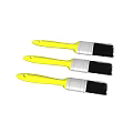 Three Yellow Handle Paintbrushes Featuring Black Bristles And Metal Ferrule For Daily Use
