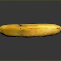 Ripe Yellow Banana with Brown Spots on Gray Background and Reflection