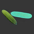 Fresh Green Cucumbers With Vibrant Skin On Dark Reflective Surface 3d model