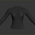 Gray Off Shoulder Long Sleeve Shirt with Collared Design 3d model