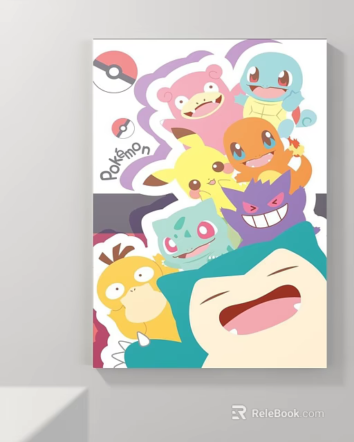 Cute Pokemon Characters Animal Drawing With Colorful Happy Cartoon Figures 3d model 