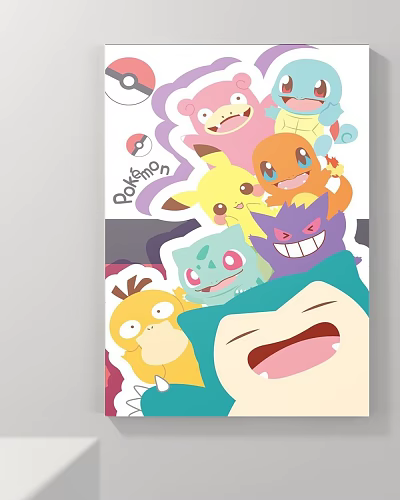 Cute Pokemon Characters Animal Drawing With Colorful Happy Cartoon Figures 3d model