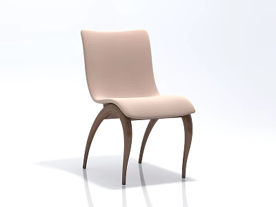 Light Beige Upholstered Leisure Chair With Curved Wooden Legs And Ergonomic Backrest 3d model