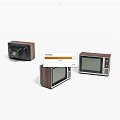 Vintage Televisions with Wooden Cases in Various Styles on White Background