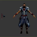 Male Warrior Character With Blue Butterfly Creature And Blue Robe Outfit