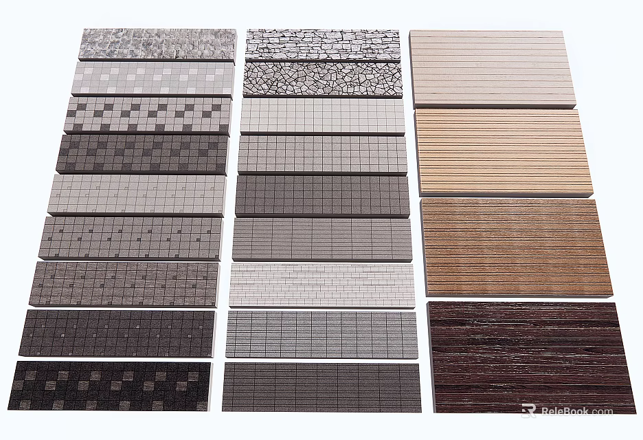 Various Wooden Flooring Samples With Different Colors Textures And Style Options 3d model 