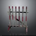 Wooden Construction Barrier With Red And White Stripes For Safety Protection