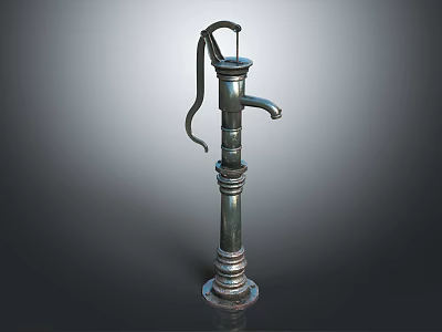 Classic Vintage Metal Garden Water Pump With Hand Operated Design For Ornamental Decoration 3d model