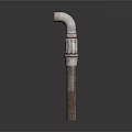 Rusted Metal Pipe With Elbow Joint For Industrial Plumbing Fixture