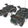 Armored Military Vehicle With Machine Gun And Tactical Gear Various Angles