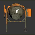 Orange Concrete Mixer Construction Equipment with Wheels and Mixing Drum