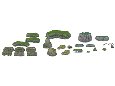 Natural Landscape Featuring Diverse Grass Covered Rocks And Various Terrain Formations 3d model