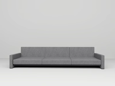 Modern Gray Fabric Three-Seater Sofa with Minimalist Design and Clean Lines 3d model