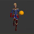 Game and Movie Character With Blonde Hair Blue and Red Costume And Yellow Energy Rings