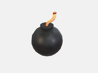 Black Bomb With Orange Fuse Being A Military Style Weapon Design 3d model Black Bomb With Orange Fuse Being A Military Style Weapon Design 3d model