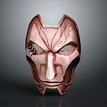 Copper Colored Decorative Mask With Intricate Carved Patterns For Home Decoration