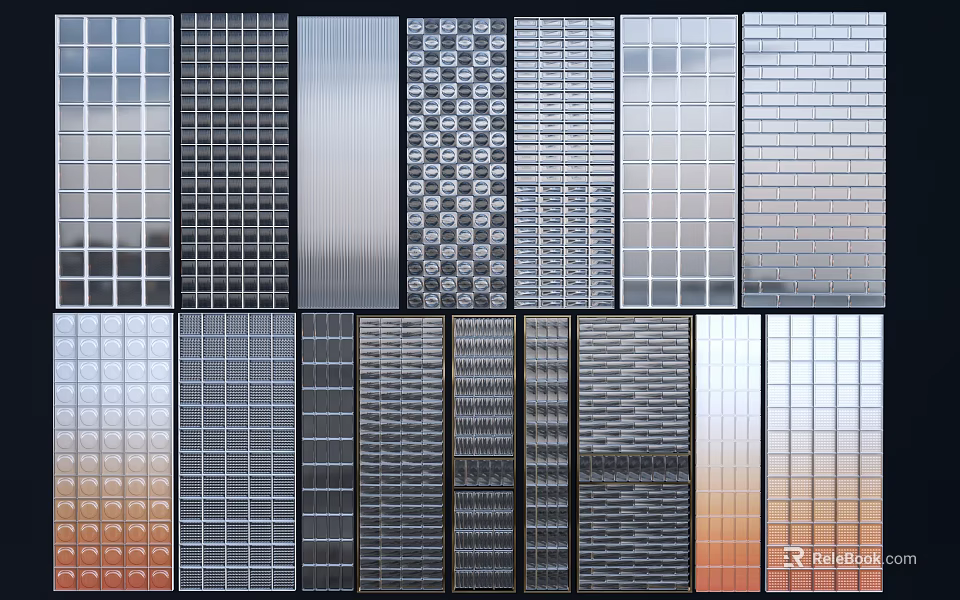 Modern Room Dividers With Various Grid Patterns And Textured Metal Designs 3d model