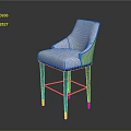 Light Colored Upholstered Bar Stool With Black Legs And Gold Accents