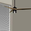Modern Ceiling Fan With Light Hanging Over White Wall And Window Blinds 3d model