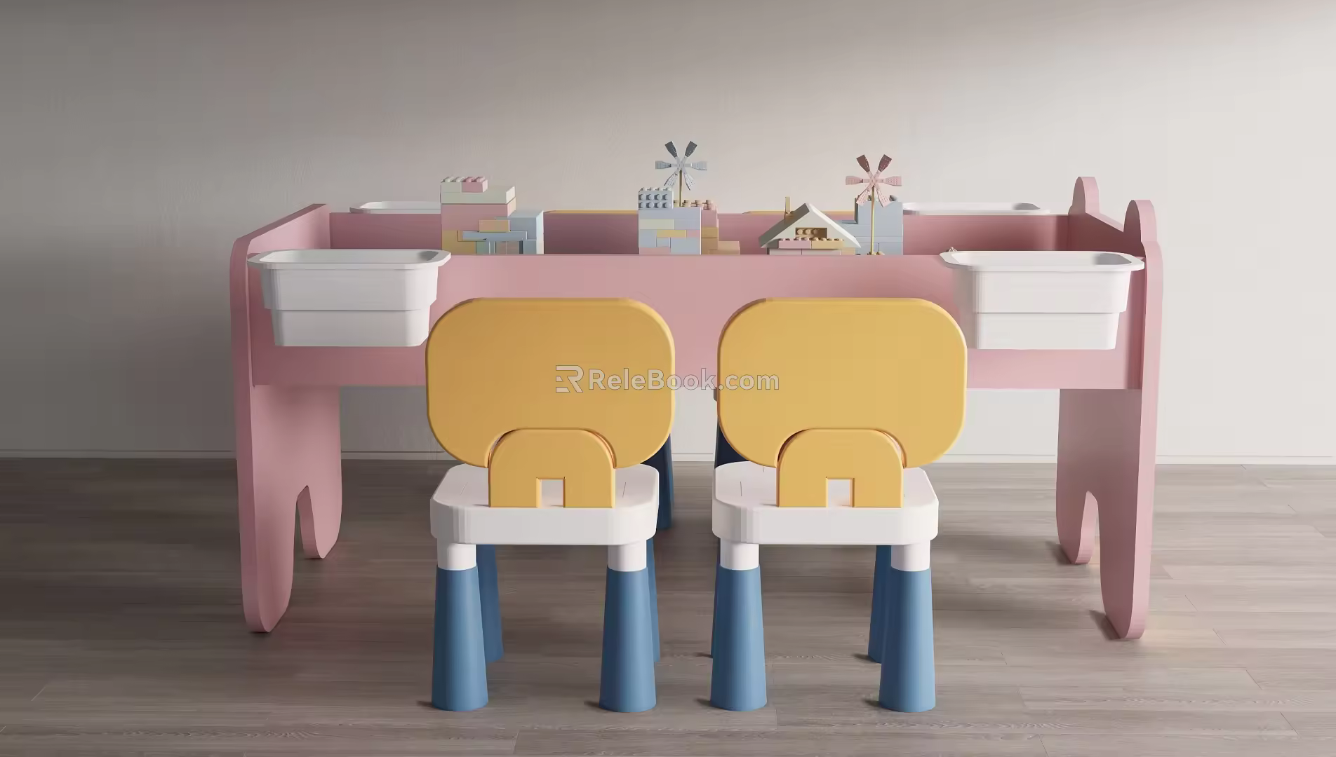 Modern Children's Table and Chair Children's Study Table and Chair Children's Game Table and Chair Children's Building Blocks Table 3d model