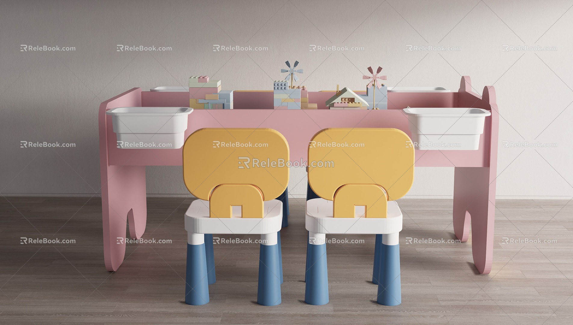 Modern Children's Table and Chair Children's Study Table and Chair Children's Game Table and Chair Children's Building Blocks Table model