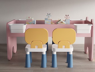 Modern Children's Table and Chair Children's Study Table and Chair Children's Game Table and Chair Children's Building Blocks Table 3d model