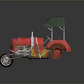 Red Vintage Tricycle With Green Canopy And Classic Design Elements