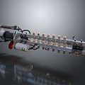 Mechanical Weapon With Metal Structure Multiple Brass Round Components And Red Safety Element 3d model