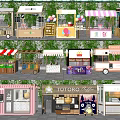 Colorful Mall Shop Storefronts With Cute Decor And Diverse Design Styles