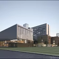 Modern Gymnasium Building With Glass Facade Metal Exterior And Green Lawn Area