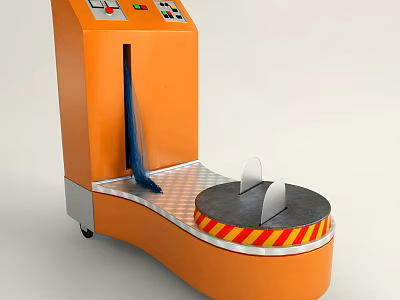 Orange Commercial Wrapping Equipment With Control Panel And Rotating Platform 3d model