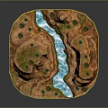 Detailed Rocky Mountain Terrain Model With Flowing River And Green Trees