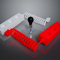 Computer Accessories With Red Coiled Cable White Plastic Blocks And Black Spherical Component 3d model