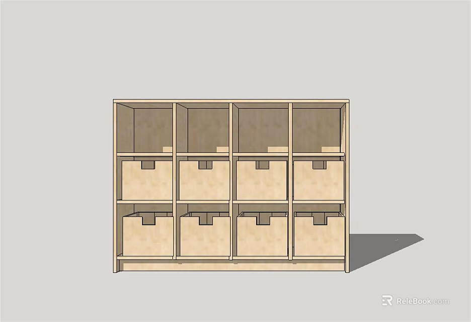 Wooden Multi Layer Storage Cabinet Rack With Drawers And Open Compartments 3d model