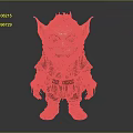 3D Cartoon Fantasy Goblin Character With Large Ears Furry Beard Red Hands And Feet