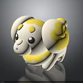 Cute Cartoon Puppy Character Toy With White Yellow Fur And Big Eyes