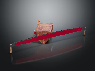 High Quality Hardware Tools Hand Saw With Red Blade And Wooden Storage Box 3d model