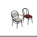 Elegant Dining Chairs With Black Frame White Red Seats Curved Design 3d model